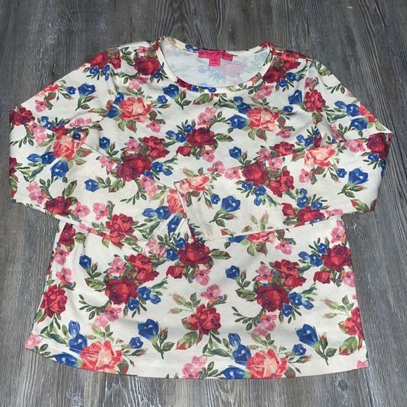 Betsey Johnson Long-sleeved Knit Floral Crewneck Top - Picture 6 of 8